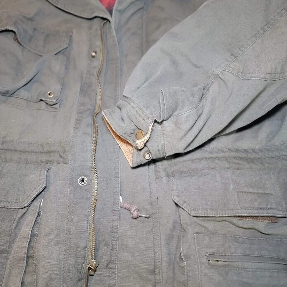 Vtg St Johns Bay Barn Chore Jacket Men Med Olive Corduroy Collar Flannel Quilted